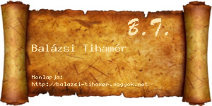 Balázsi Tihamér névjegykártya